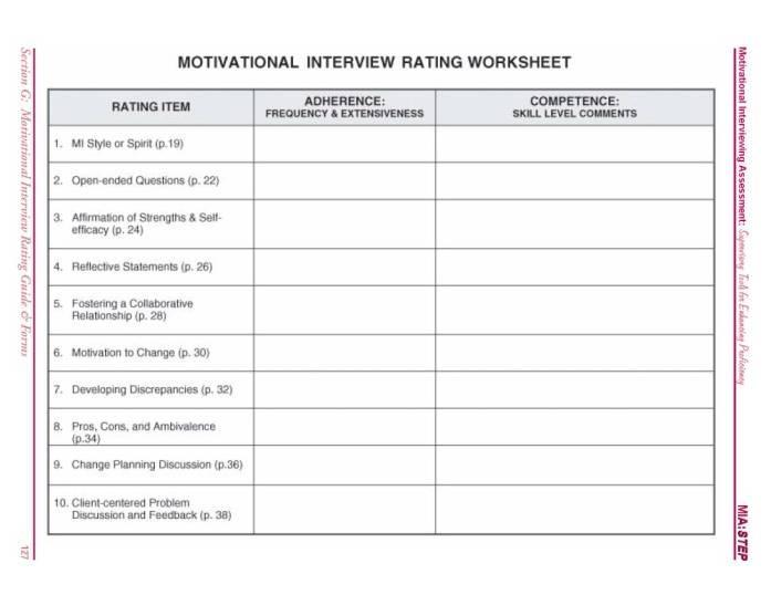 Worksheets to help with