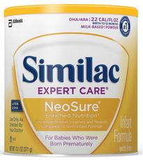Similac Expert Care NeoSure is designed for babies who were born prematurely. Use under medical supervision.
