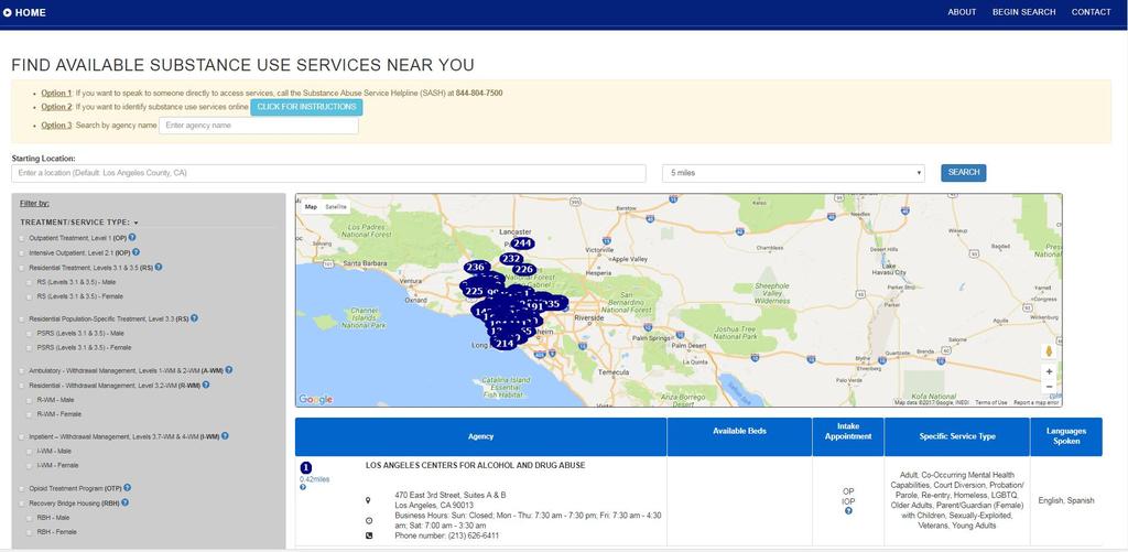 Service & Bed Availability Tool