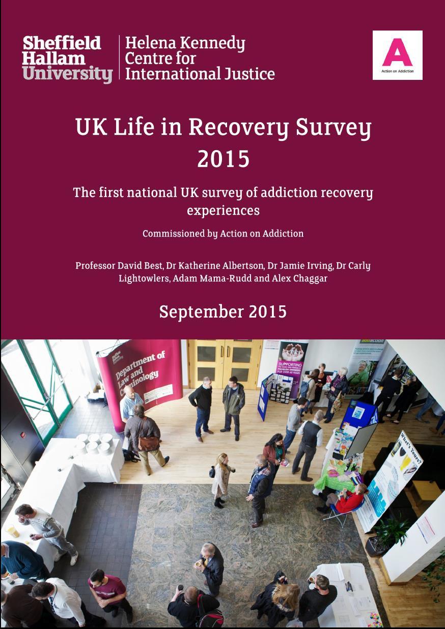 UK Life in Recovery Survey Perceived status: In Recovery (64.