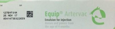 Break in supply of Artervac Equip Artervac EVA vaccine (Zoetis) Requires booster doses every 6 months No new supply after batch expired 26 Nov 17 Date of resumption