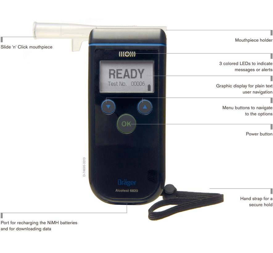 Dräger Alcotest 6820 Alcohol Screening Device Dräger Alcotest 6820 is the logical successor to the successful Alcotest 6810.
