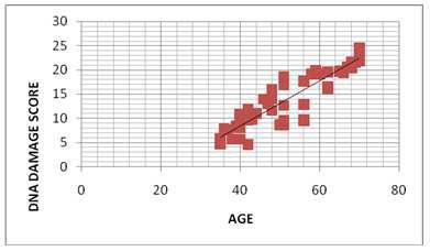 DNA damage and age Figure 1 DNA damage scores in healthy subjects and breast cancer