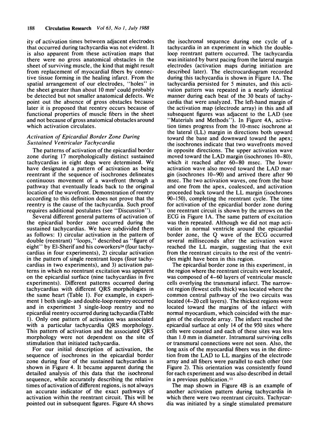188 Circulation Research Vol 63, No 1, July 1988 ity of activation times between adjacent electrodes that occurred during tachycardia was not evident.