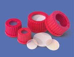 Square PC Bottles offers reusable GL 45 septa caps for these storage bottles with a choice of sili cone septa or PTFE-faced silicone septa. Cat No.