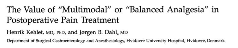 Multimodal therapy Response to the under treatment of postoperative pain Limitation of opioid monotherapy Introduced in the early 1990 s
