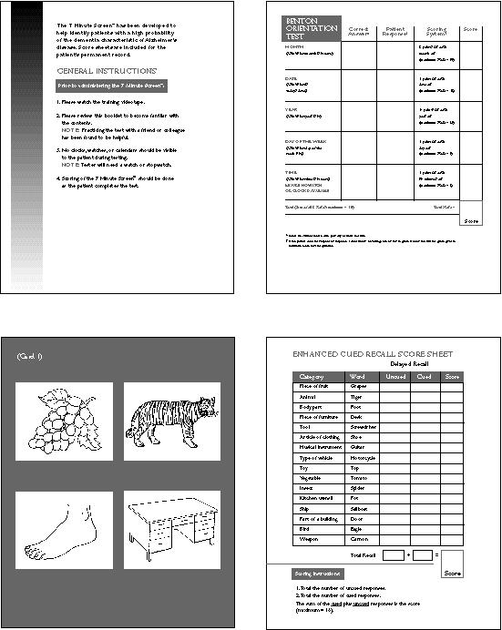 270 April 1998 Family Medicine Appendix Examples of Instructions, Scoring Sheets, and Stimulus Materials for the 7 Minute Screen Panel 1: General instructions for the 7 Minute Screen