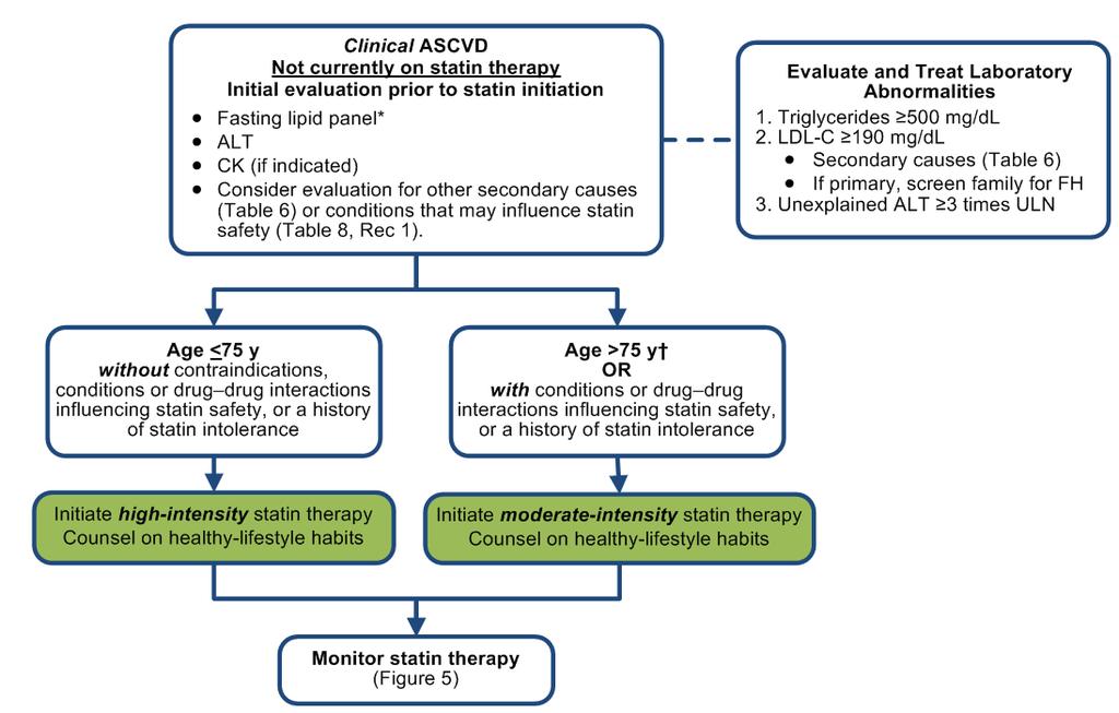 Clinical ASCVD: Initiating Statin Therapy *Fasting lipid panel preferred.