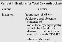 pressure Ray, Yuan Indications for Cervical Disk Arthroplasty Ideal Cervical disk arthroplasty Candidate: 1- or 2- Level disc