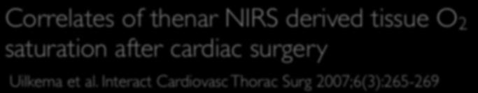 Correlates of thenar NIRS derived tissue O2 saturation after cardiac surgery Uilkema et al.