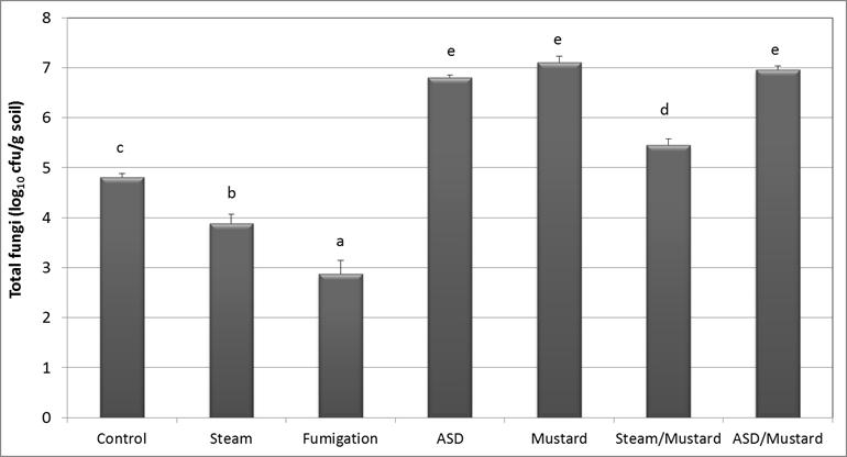 MBA, CA Post-treatment Total fungi: November 2011 All ASD and mustard-based treatments