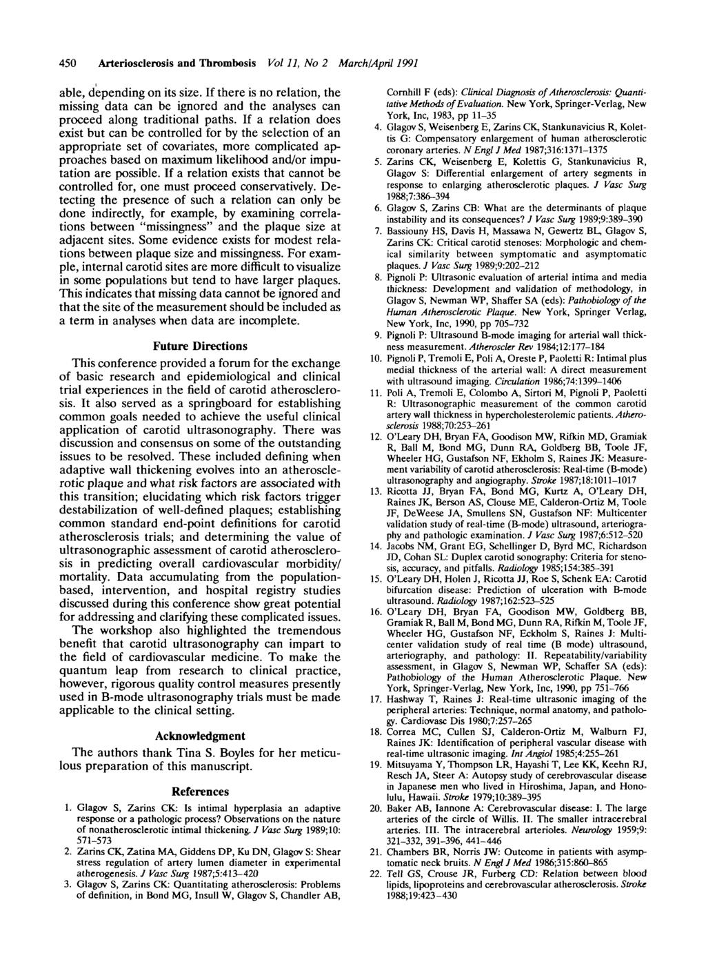 450 Arteriosclerosis and Thrombosis Vol 11, No 2 March/April 1991 able, depending on its size.