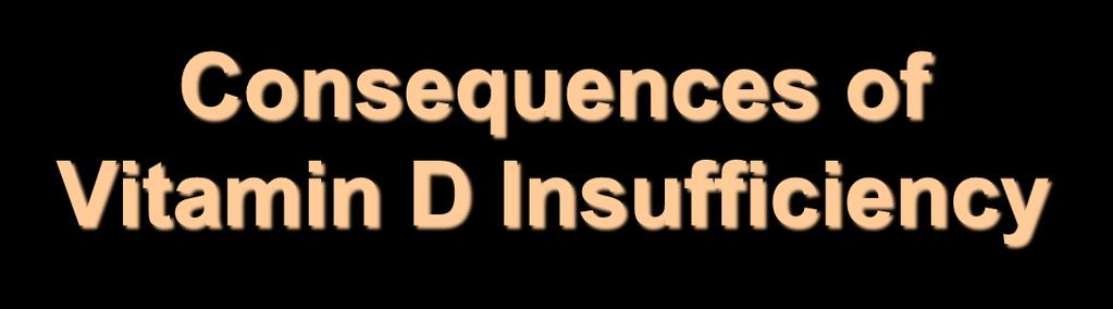 Consequences of Vitamin D Insufficiency parathyroid hormone (PTH) calcium release (i.e. bone resorption) bone mineral density (BMD) Vitamin D insufficiency: 25(OH)D <75 nmol/l fractures muscle strength balance falls Dhesi JK et al.