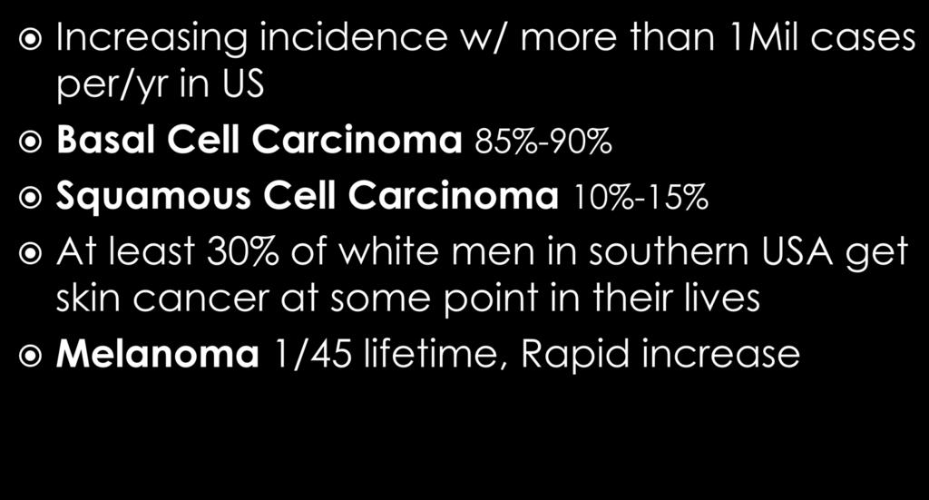 At least 30% of white men in southern USA get skin cancer at