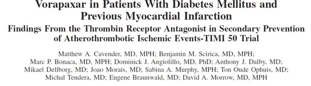 In patients with previous MI and DM, the addition of vorapaxar to