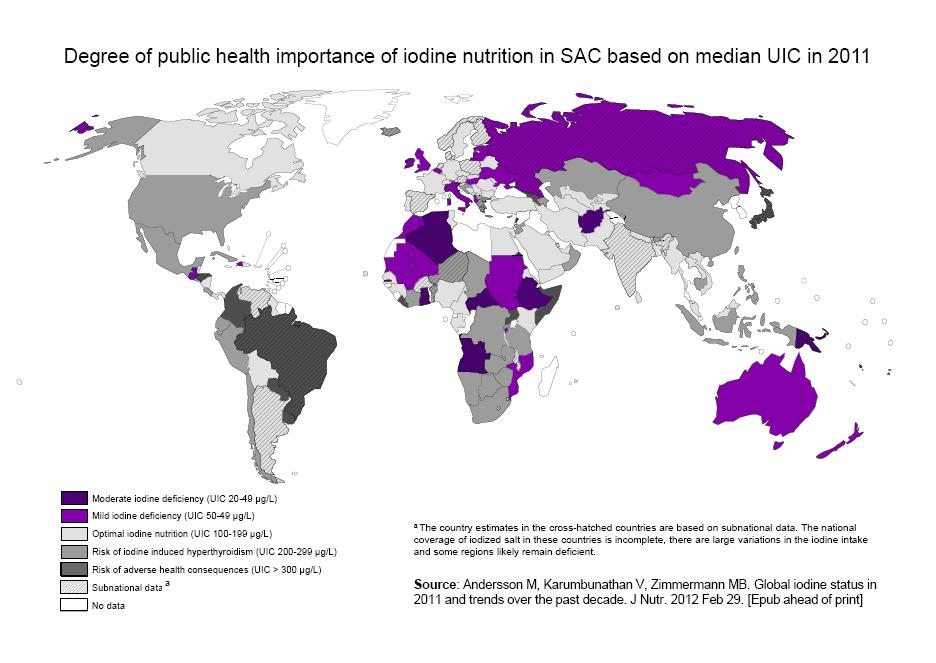Global Burden of IDD Moderate and mild iodine deficiency