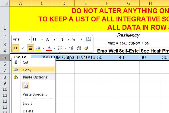 Integrative Screener Excel workbook. Note. If the Data Sheet tab is not currently visible in the NWD Integrative Screener Excel workbook, the tab is likely hidden.
