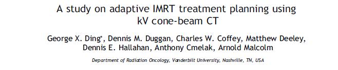 Re-planning (adaptive) Dose can be re-calced on Daily CT CT-on-rails/Tomotherapy: Direct dose recalculation CBCT HU values can be calibrated: Megavoltage Photons are not