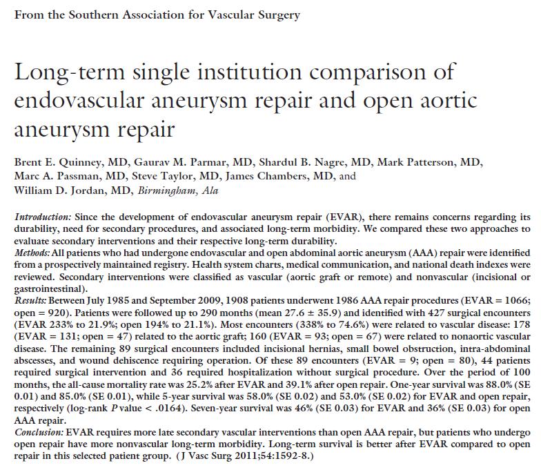 Analysis for Re-Interventions 1986 procedures in 1908 patients 1066 EVAR 1999-2009 920 Open repair 1985-2009 Mean F/U 27 months Secondary intervention Vascular Aorta and Non-aorta Non vascular GI