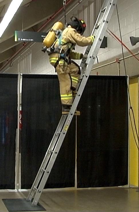 5 Victim Rescue Starting from an erect position, you will bend to grasp a rescue harness and drag a mannequin weighing approximately 83 kg (183 lb) through a simple serpentine obstacle course.