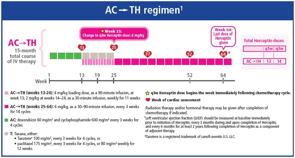 Herceptin approved as part of 2 additional adjuvant regimens based on BCIRG 006 1 AC TH regimen using docetaxel as
