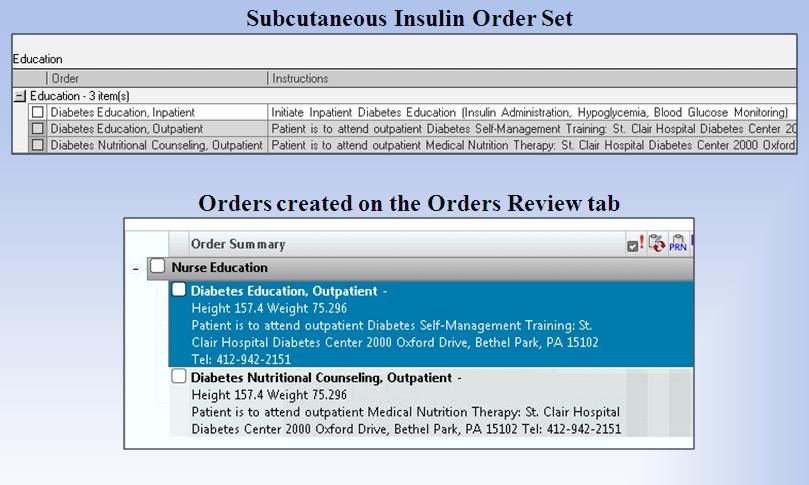 orders for Outpatient Diabetes