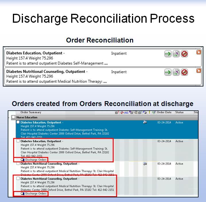 This is done so that the order will cross over to the Discharge Orders Reconciliation for the physician to address if the patient will need further education upon discharge.