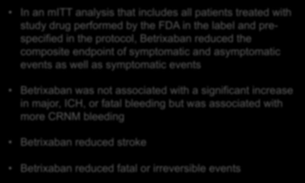 symptomatic events was not associated with a significant increase in major, ICH, or fatal bleeding but was