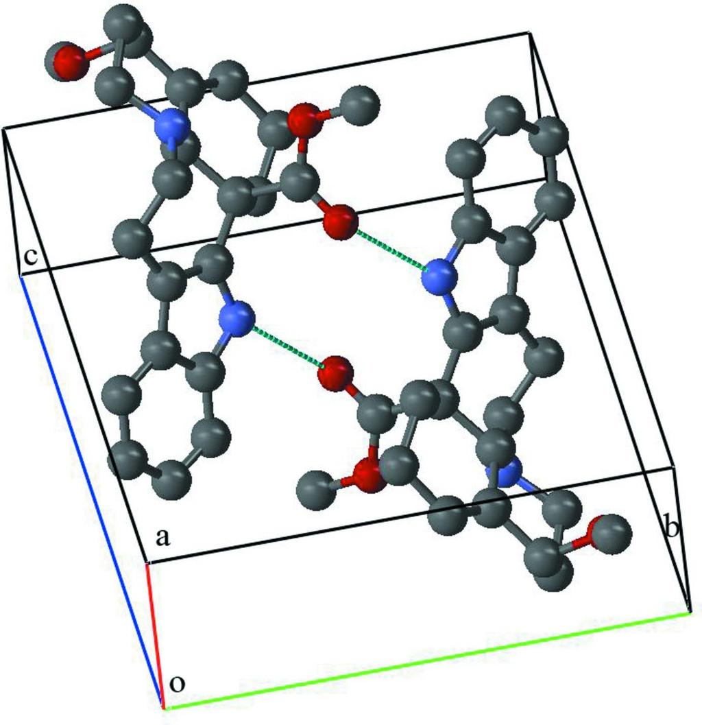 Figure 2 packing diagram of (I). Hydrogen bonds shown as dashed lines. 15-Methoxy-14,15-dihydroandranginine Crystal data C 22 H 26 N 2 O 3 M r = 366.45 Triclinic, P1 Hall symbol: -P 1 a = 6.