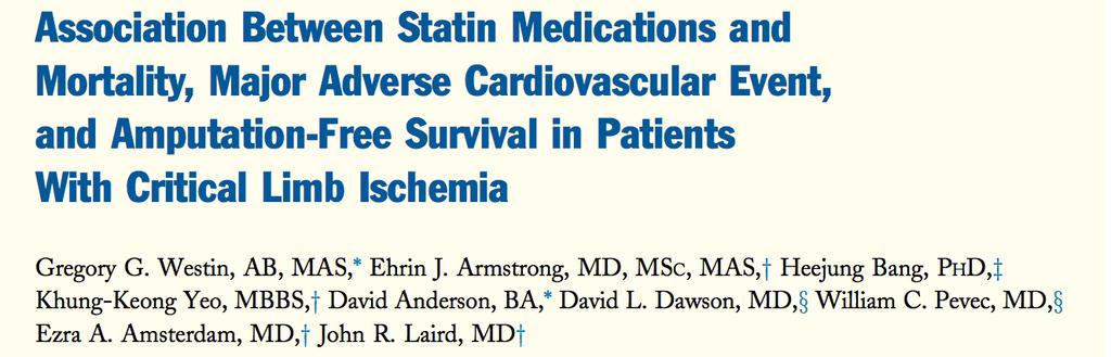 380 patients with CLI. 246 (65%) patients prescribed statins.