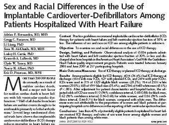Disparities in Care Only 35% of eligible HF patients receive an ICD.