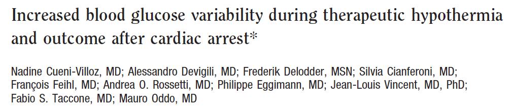 Increased BG variability during TH is an independent risk factor of in-hospital mortality, irrespective of mean BG levels and of the severity of