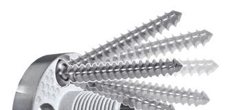 5 mm self-tapping screws allow for added fixation and compression of the baseplate.