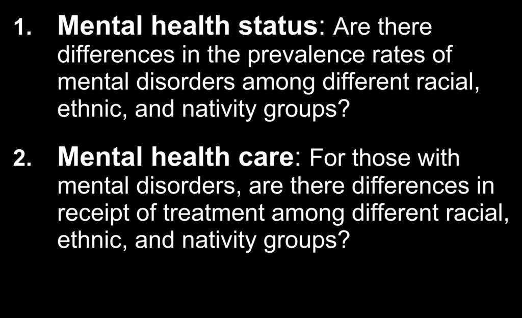 Mental Health Disparities in the U.S. 1.