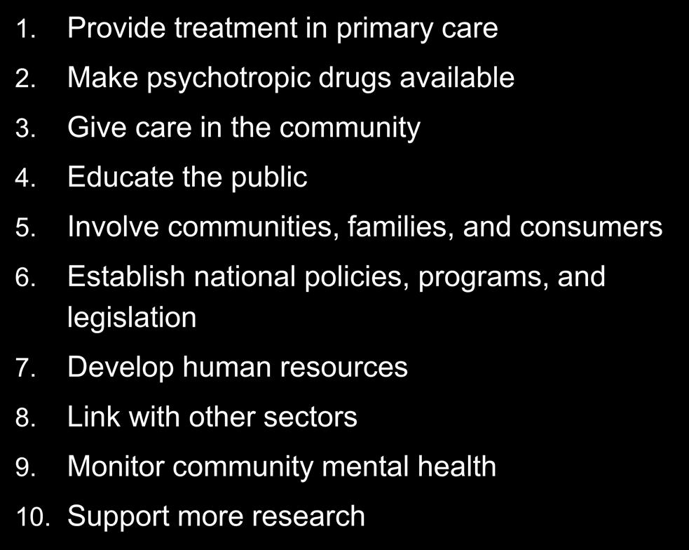 Overall Recommendations from the WHR 2001 Report Steps that can be taken to