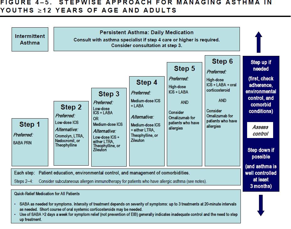 EPR-3 Treatment Steps Stepwise management - pharmacotherapy *For children