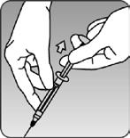 Using a new 3-cc syringe equipped with a 1 inch, 18 gauge needle, insert the needle into the inverted vial.