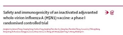 has at least 3 geographically distributed subclades Sanofi Pasteur and Novartis Vaccine have vaccine devlopment contracts with the National Institutes of Health From Vietnamese patient 2004 (clade 1)