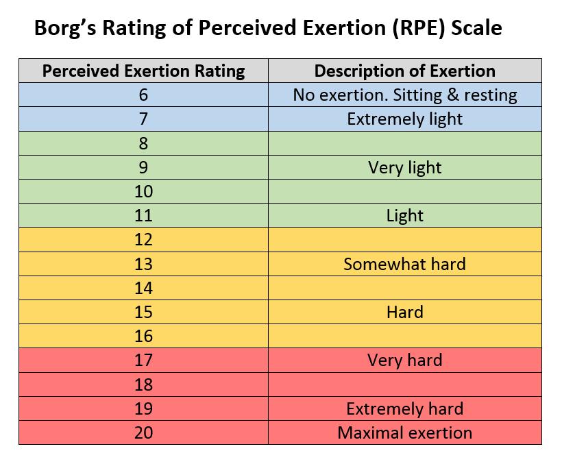 Rate of Perceived Exertion How hard do you feel your body is working?