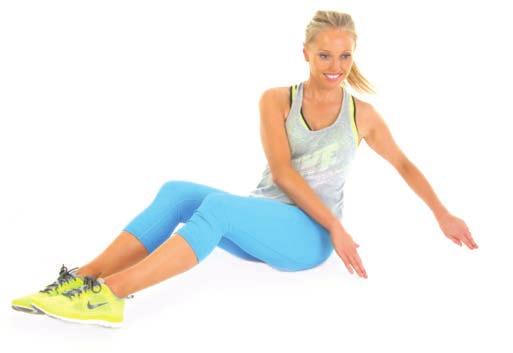 HIIT High-Intensity Interval Training EXERCISE 6: AB SHAPER Sitting on the floor with your knees bent and feet on the floor, rotate from your waist and reach your hands around to one