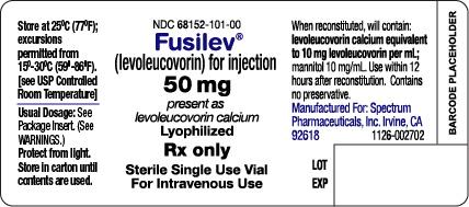 equivalent to 10 mg levoleucovorin and 8.3 mg sodium chloride. 175 mg/17.5 ml solution NDC 68152-102-01 Fusilev Injection, 250 mg contains 25 ml sterile solution in a single-use vial.