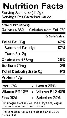 at customer request Recommend using USDA nutritional values 2.