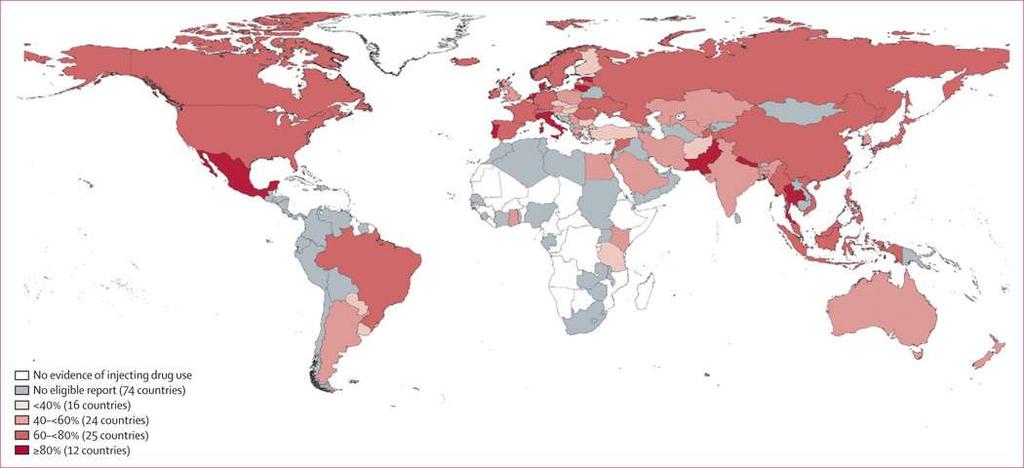 Context Prevalence of hepatitis C antibodies in injecting drug users*» 10 out of 16 million People Who