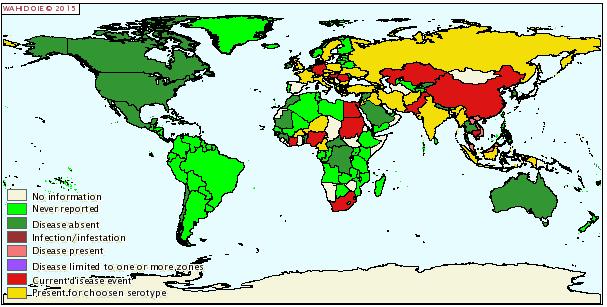 HPAI H5N1 distribution in Jan-Jun 2006 Spread