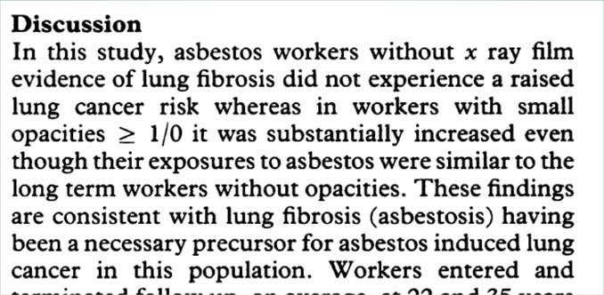 6/16/2017 27 substantial overlap in exposure data between lung cancer cases among asbestos workers with and without asbestosis despite the significant