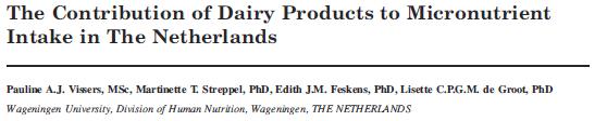 Contribution of dairy to nutrient intake Dutch