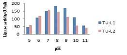 Fig 2: Effect of ph on Enzyme