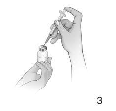 Make sure the tip of the transfer needle is covered by the water and slowly pull the syringe plunger down to slightly past the 1.0 ml mark.
