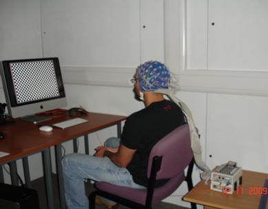 Figure 3.1 EEG recording in the NeuroEngineering Lab displacement (both horizontal and vertical) of the pattern (20% of the stimuli).