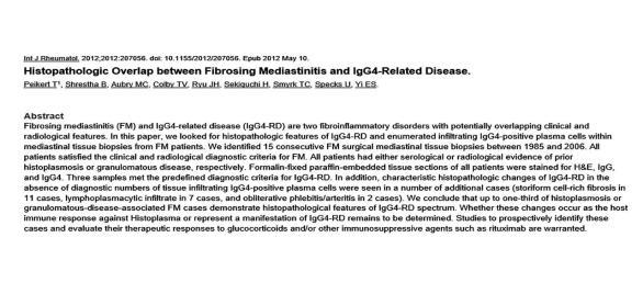 WHAT IS THE RELATIONSHIP BETWEEN SCLEROSING MEDIASTINITIS & IgG4-RELATED FIBROSCLEROSIS?